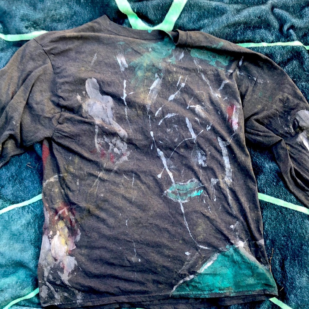 This a custom made long sleeve matcha powder stained